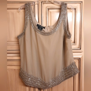 JK ARA Sequin Formal Tank Blouse - Size 18‎ - Beige!